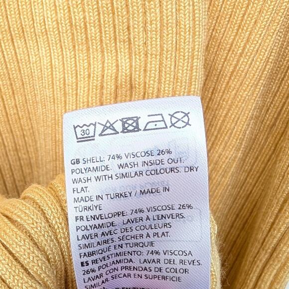 NWT NA-KD Light Yellow Knitted Ribbed Long Sleeve Maxi Dress, size S - Picture 9 of 10